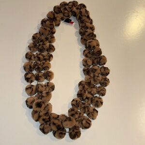 Faux Fur Pom Pom Infinity Scarf leopard print